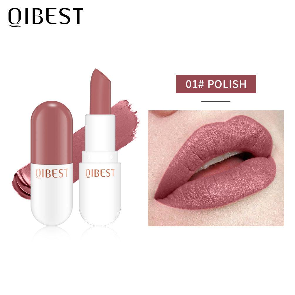 QIBEST Mini Capsule Lipstick Velvet Matte Lipstick Long Lasting Waterproof Pill Lipstick