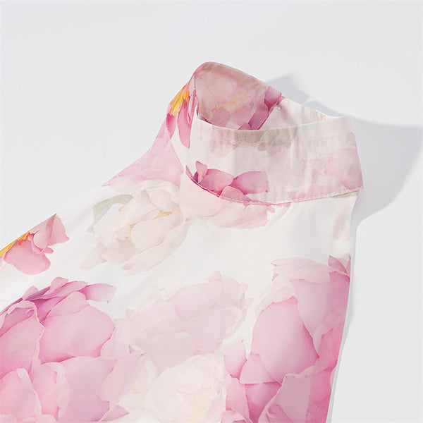 Style Women's Fashion Sexy Printed V-Neck Bubble Hem Fitted Dress