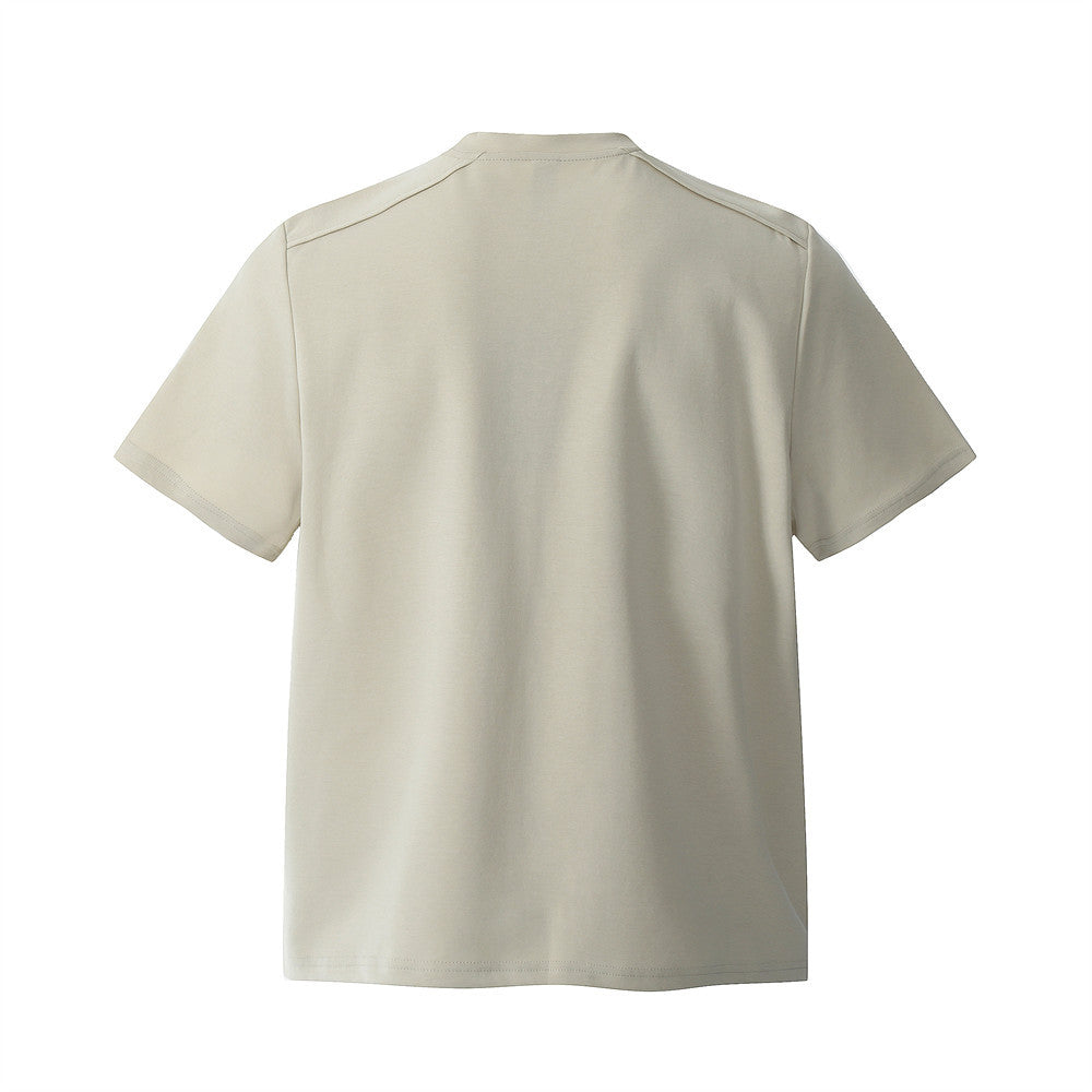 Zipper Design Heavyweight Short Sleeve T-Shirt Men's Loose Round Neck Half Sleeve Tee