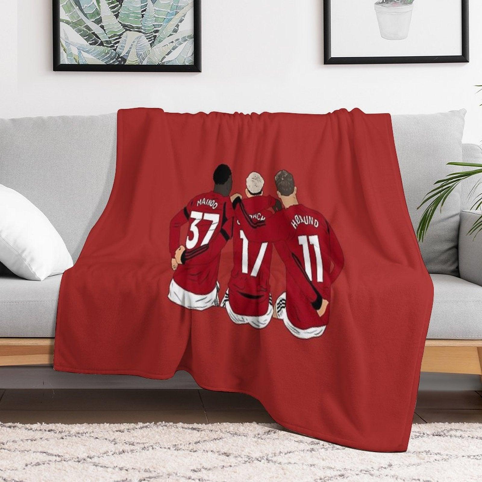 Kobbie Mainoo Alejandro Garnacho Rasmus Hojlund United Youth Trinity Minimalist Throw Blanket