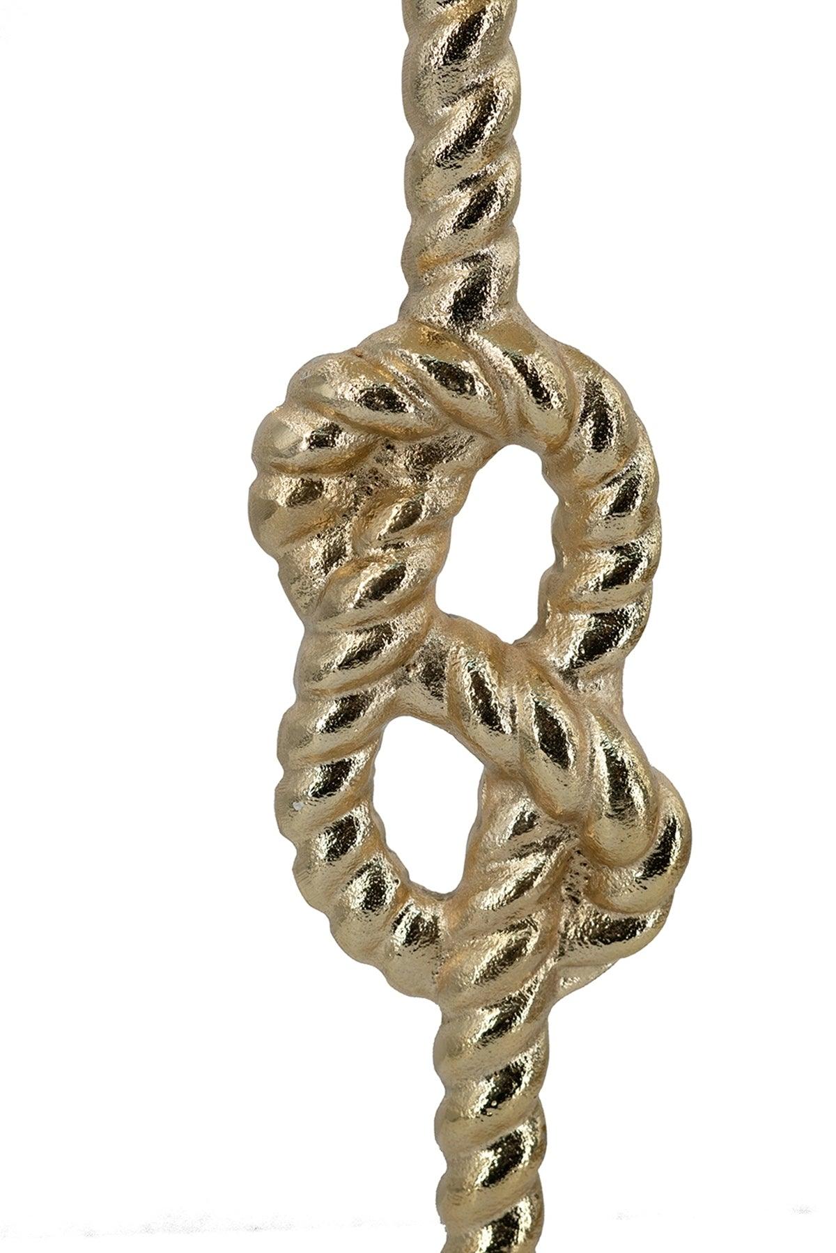 Gold Marble Side Table with Rope Knot Base – Modern Luxury End Table
