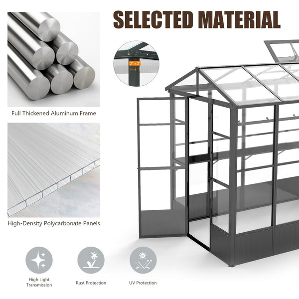 [06X08FT] Heavy-Duty Outdoor Polycarbonate Greenhouse With Fully Automatic Temperature Control Vent (SAK51892)