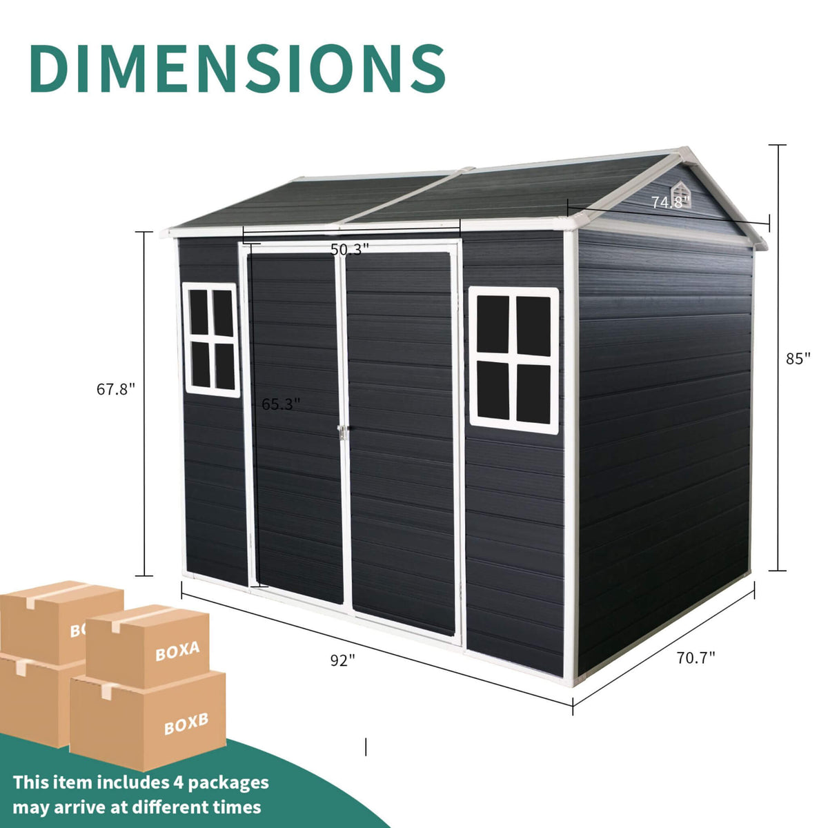 [06X08FT] Outdoor Resin Patio Garden Shed With Floor, 2 Windows, And Lockable Doors (SAK54953)