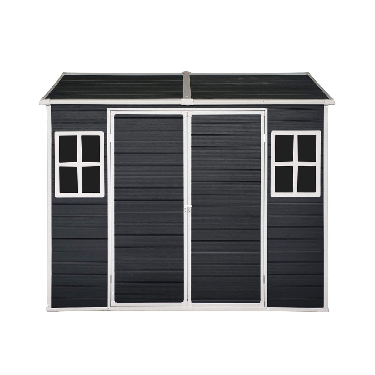 [06X08FT] Outdoor Resin Patio Garden Shed With Floor, 2 Windows, And Lockable Doors (SAK54953)