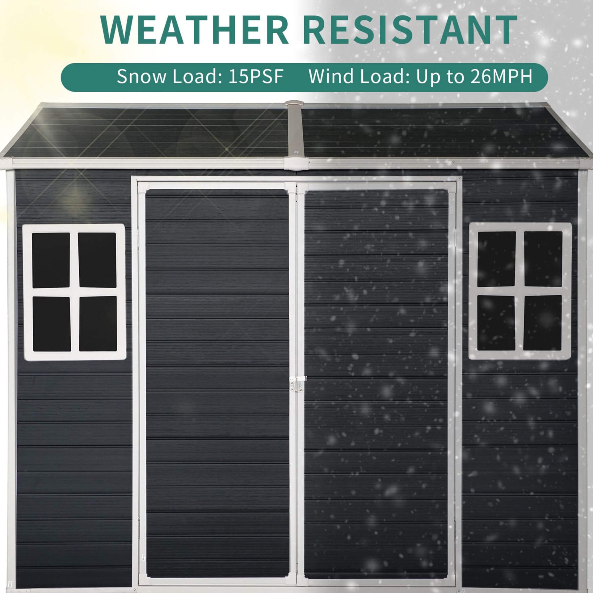 [06X08FT] Outdoor Resin Patio Garden Shed With Floor, 2 Windows, And Lockable Doors (SAK54953)