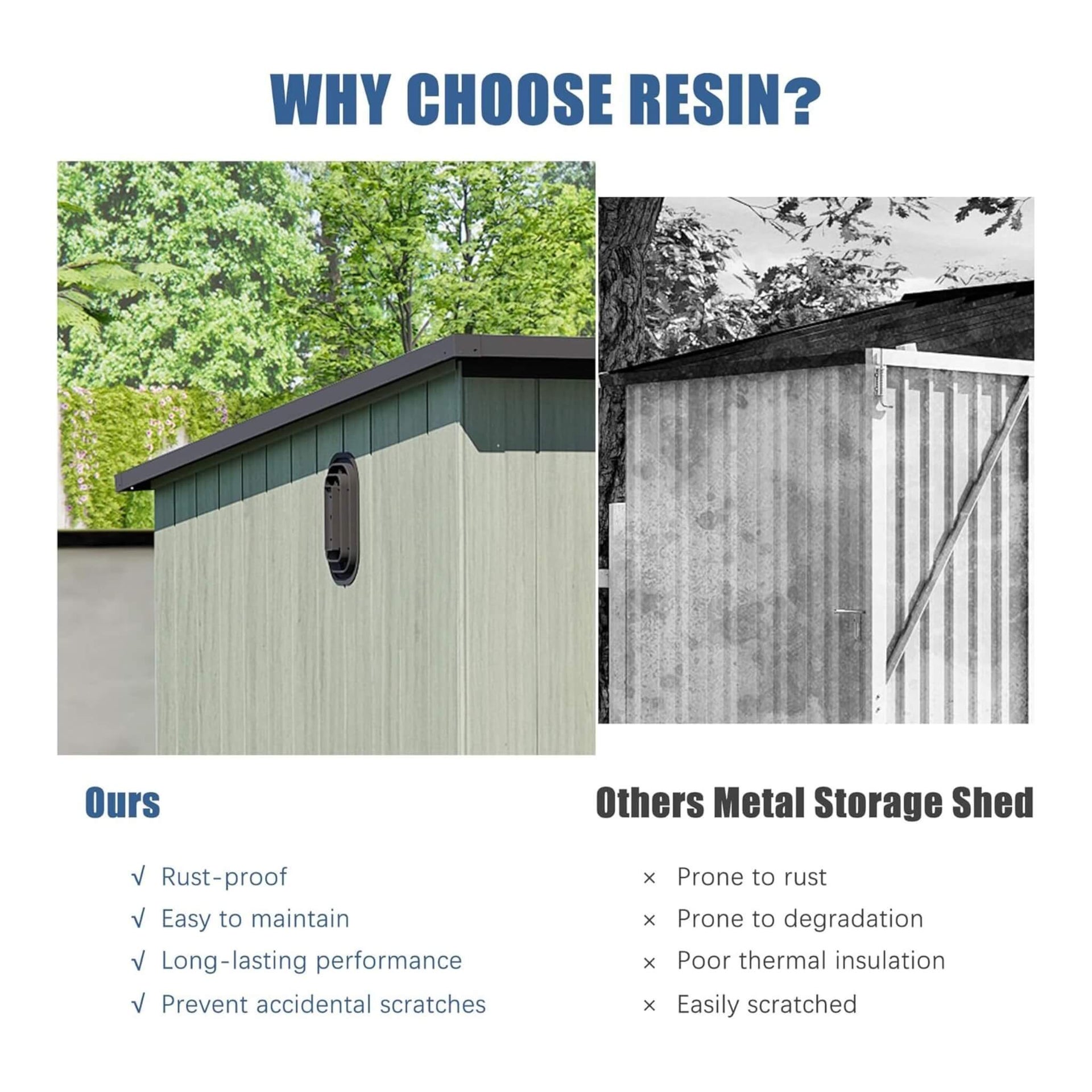 [06X08FT] Outdoor Resin Storage Shed With Lockable Double Doors And Sloping Roof (SAK73286)