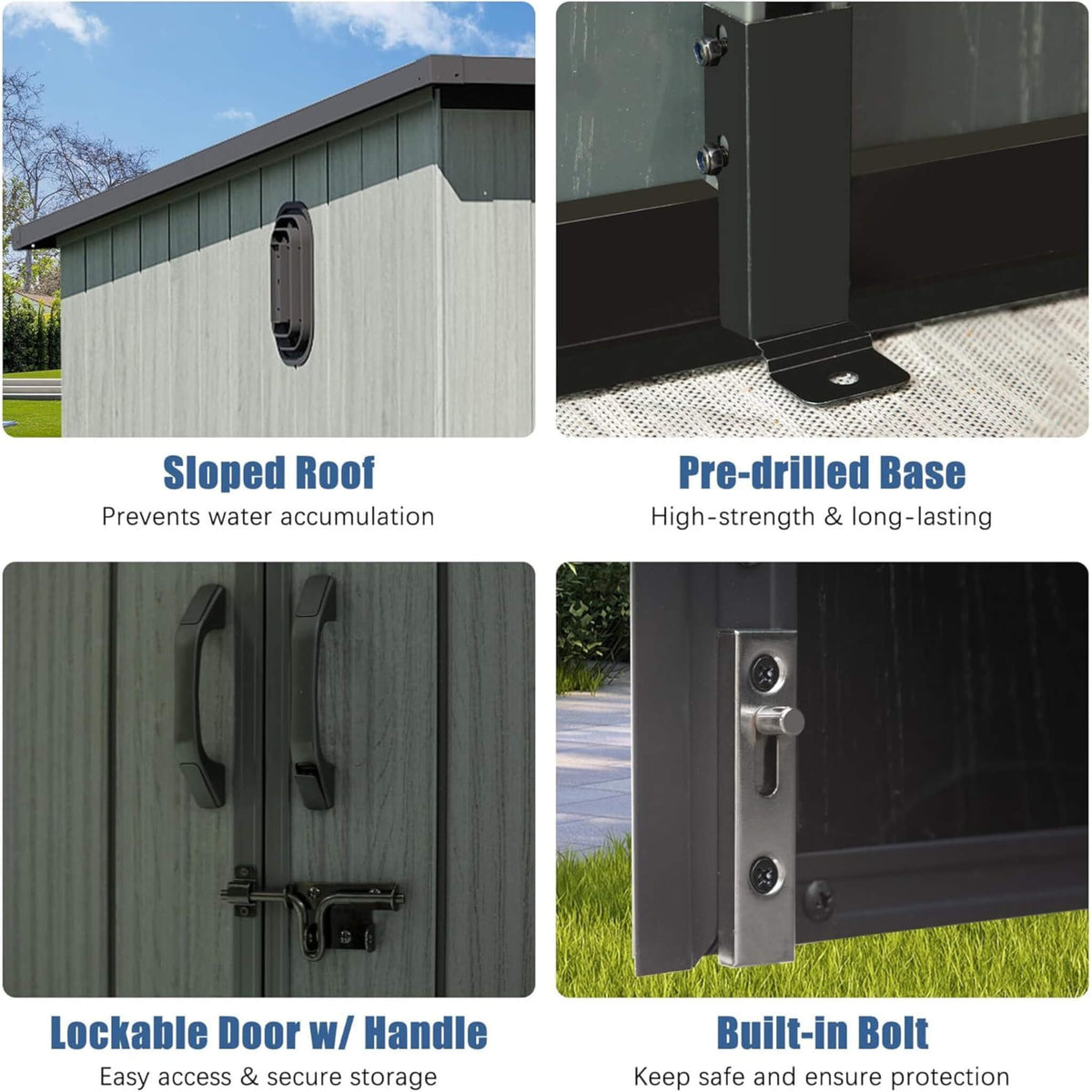 [06X08FT] Outdoor Resin Storage Shed With Lockable Double Doors And Sloping Roof (SAK73286)
