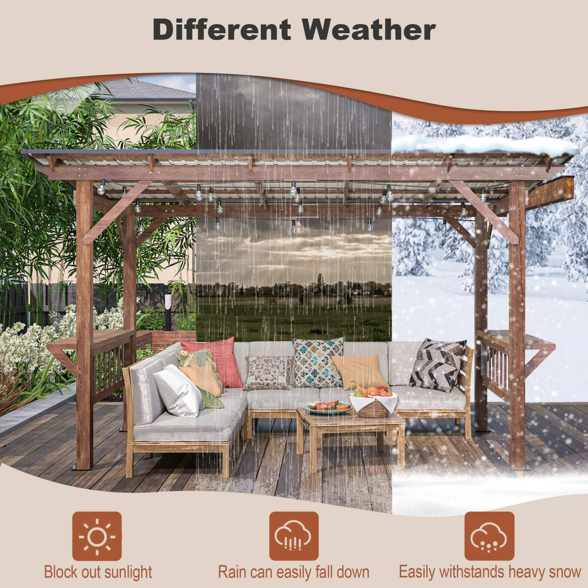 [06X13FT] Durable Outdoor Hardtop BBQ Grill Shelter Gazebo With Shelves (SAK65420)