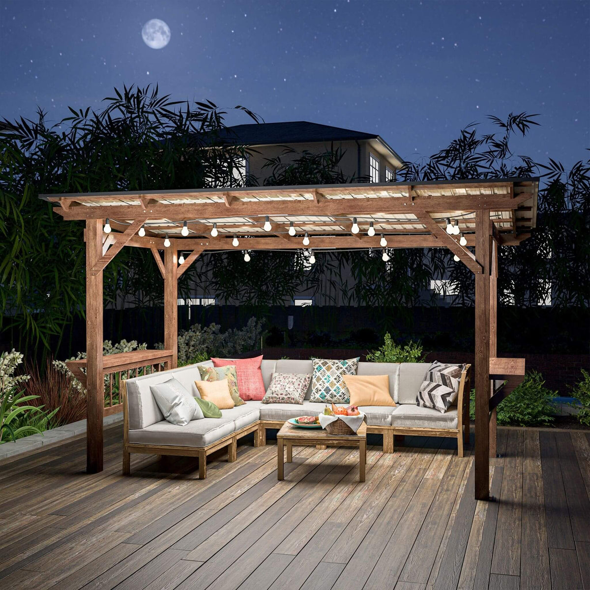 [06X13FT] Durable Outdoor Hardtop BBQ Grill Shelter Gazebo With Shelves (SAK65420)