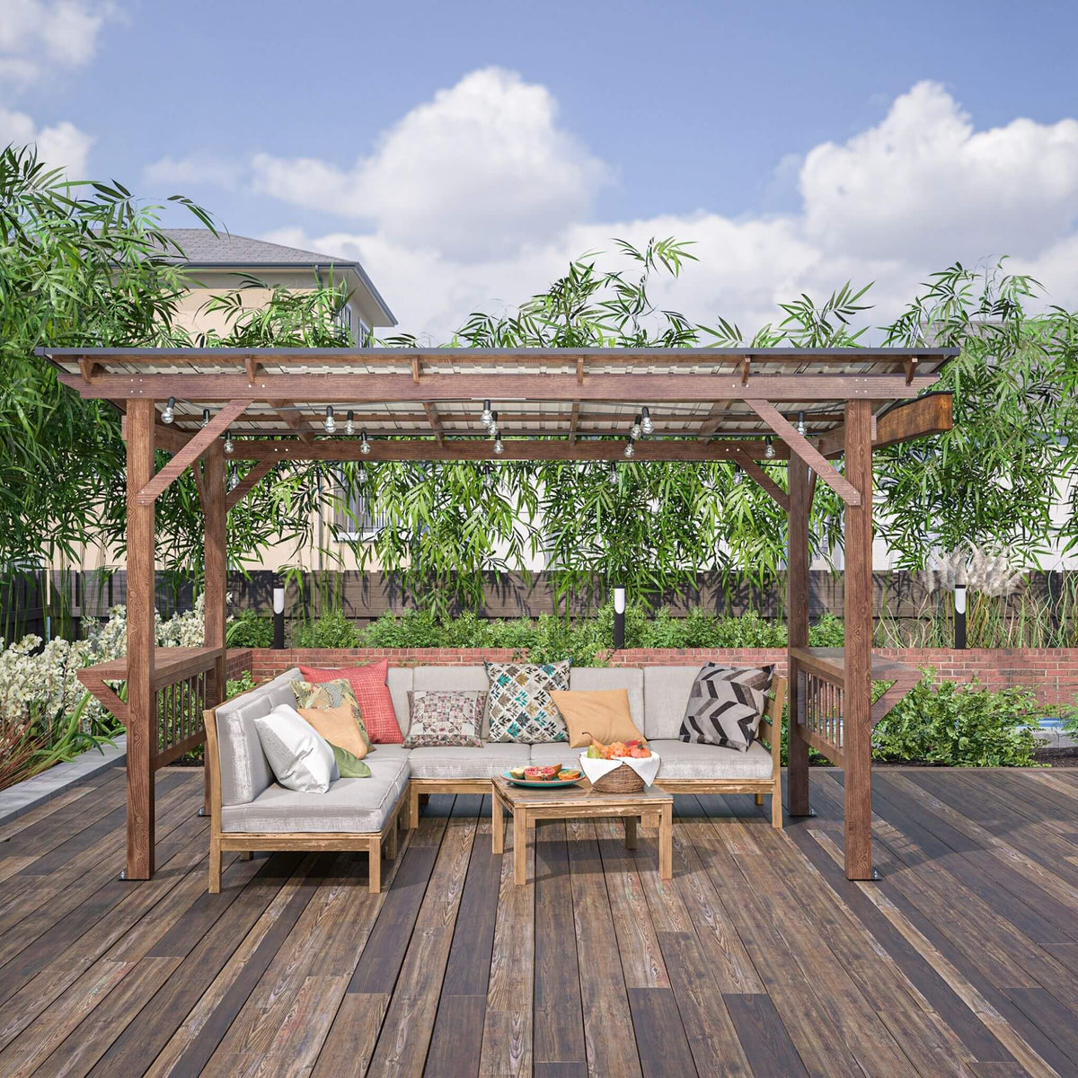 [06X13FT] Durable Outdoor Hardtop BBQ Grill Shelter Gazebo With Shelves (SAK65420)
