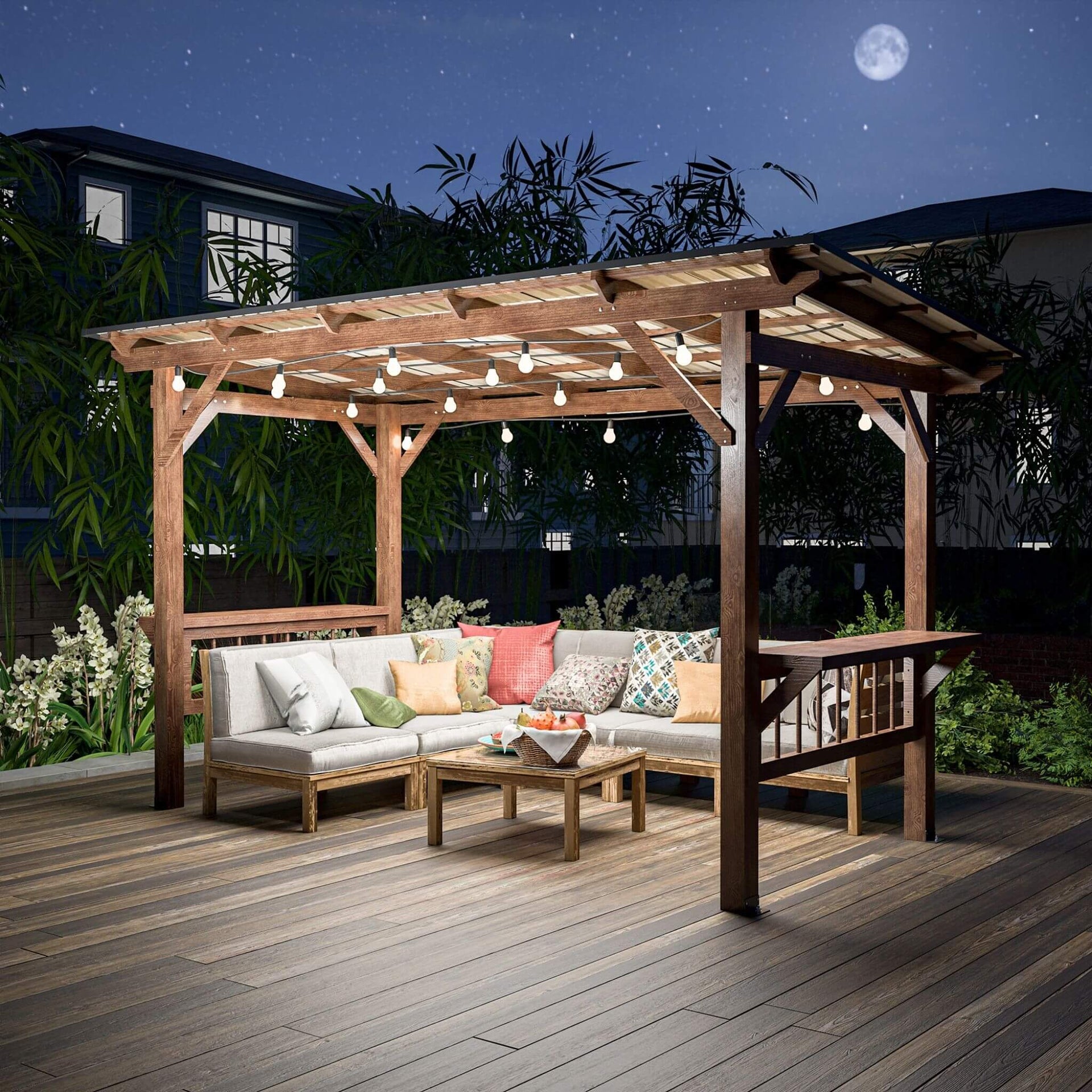 [06X13FT] Durable Outdoor Hardtop BBQ Grill Shelter Gazebo With Shelves (SAK65420)