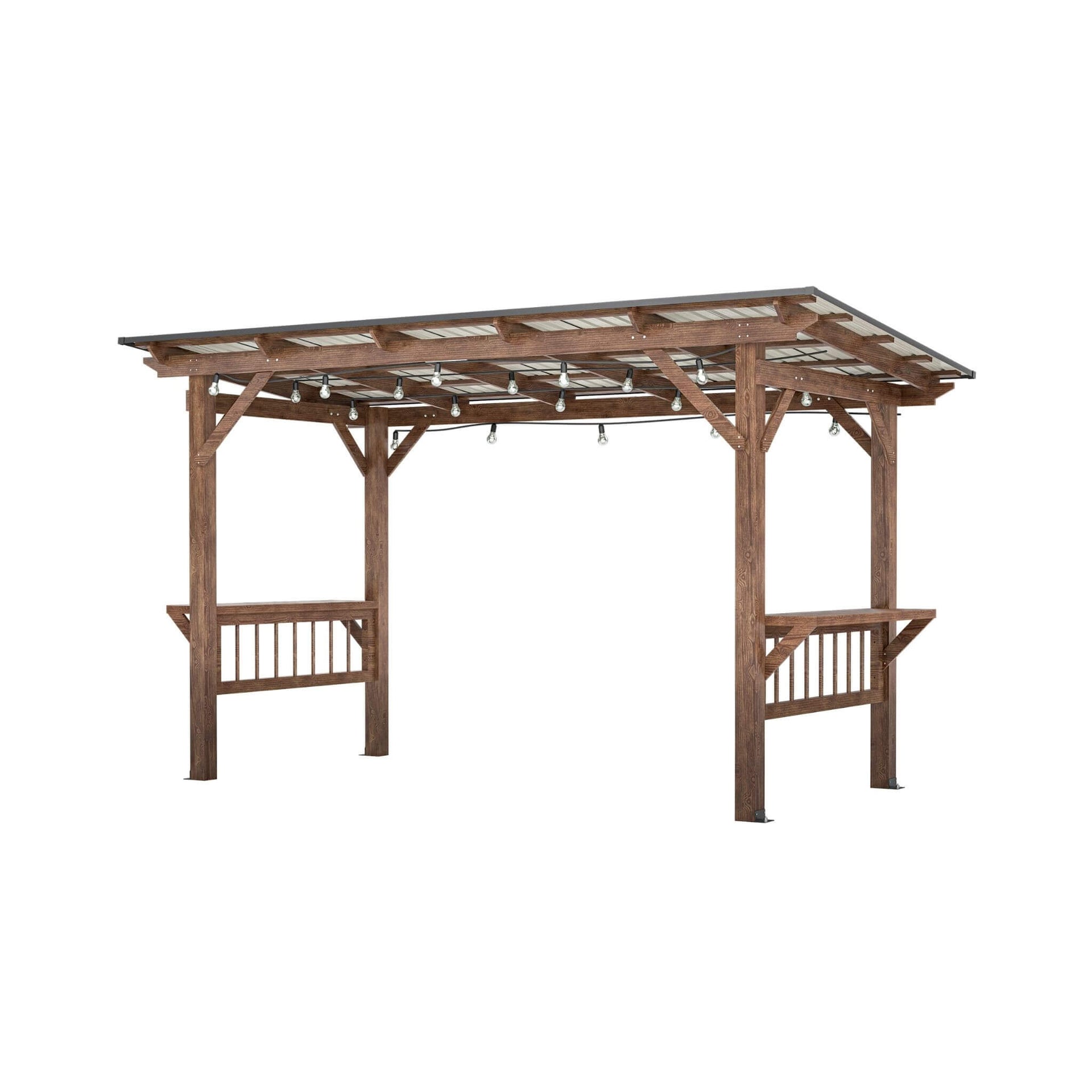 [06X13FT] Durable Outdoor Hardtop BBQ Grill Shelter Gazebo With Shelves (SAK65420)