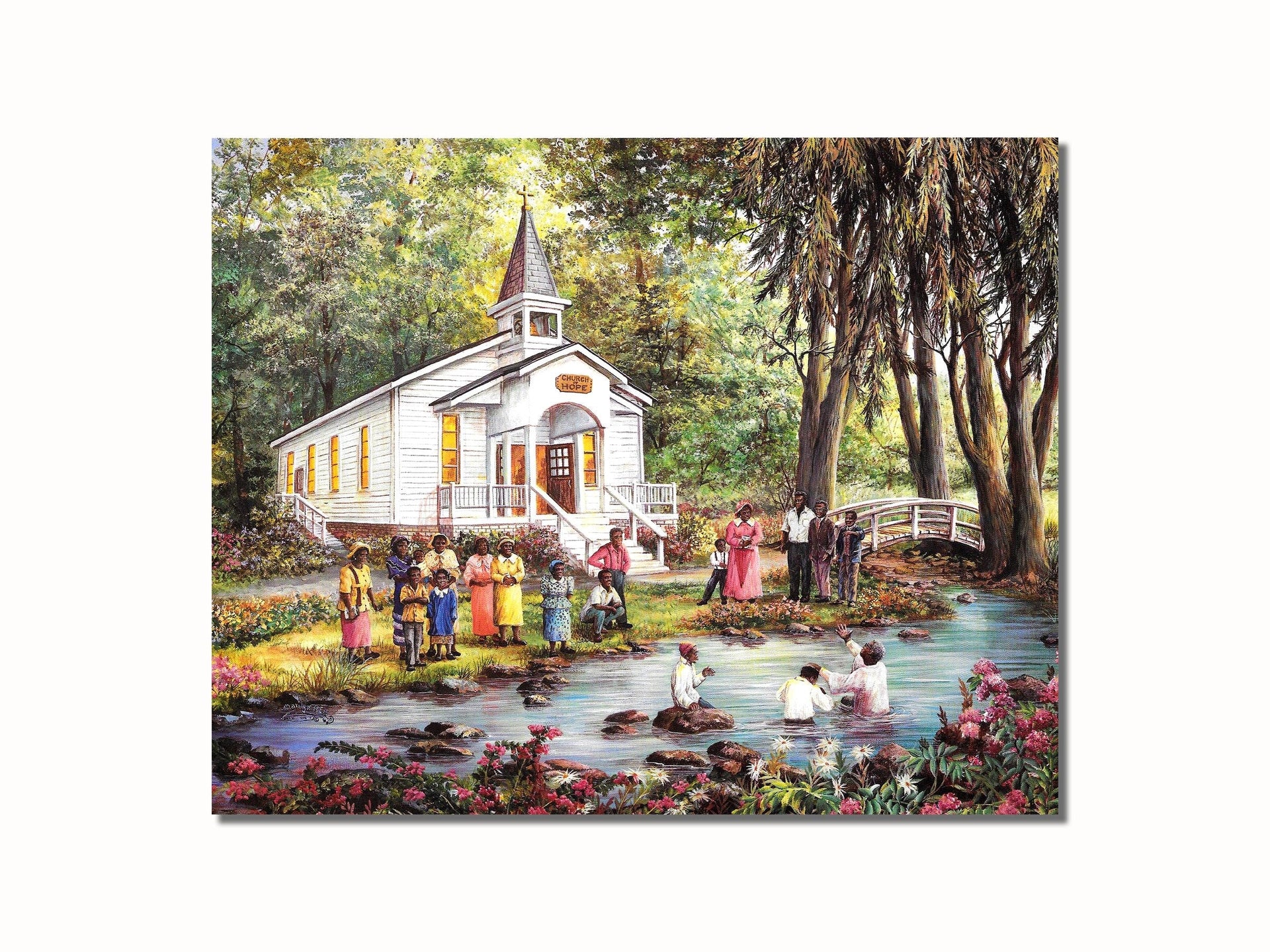 Black Baptism Art Print - African American Christian Wall Art 8x10 Unframed Print