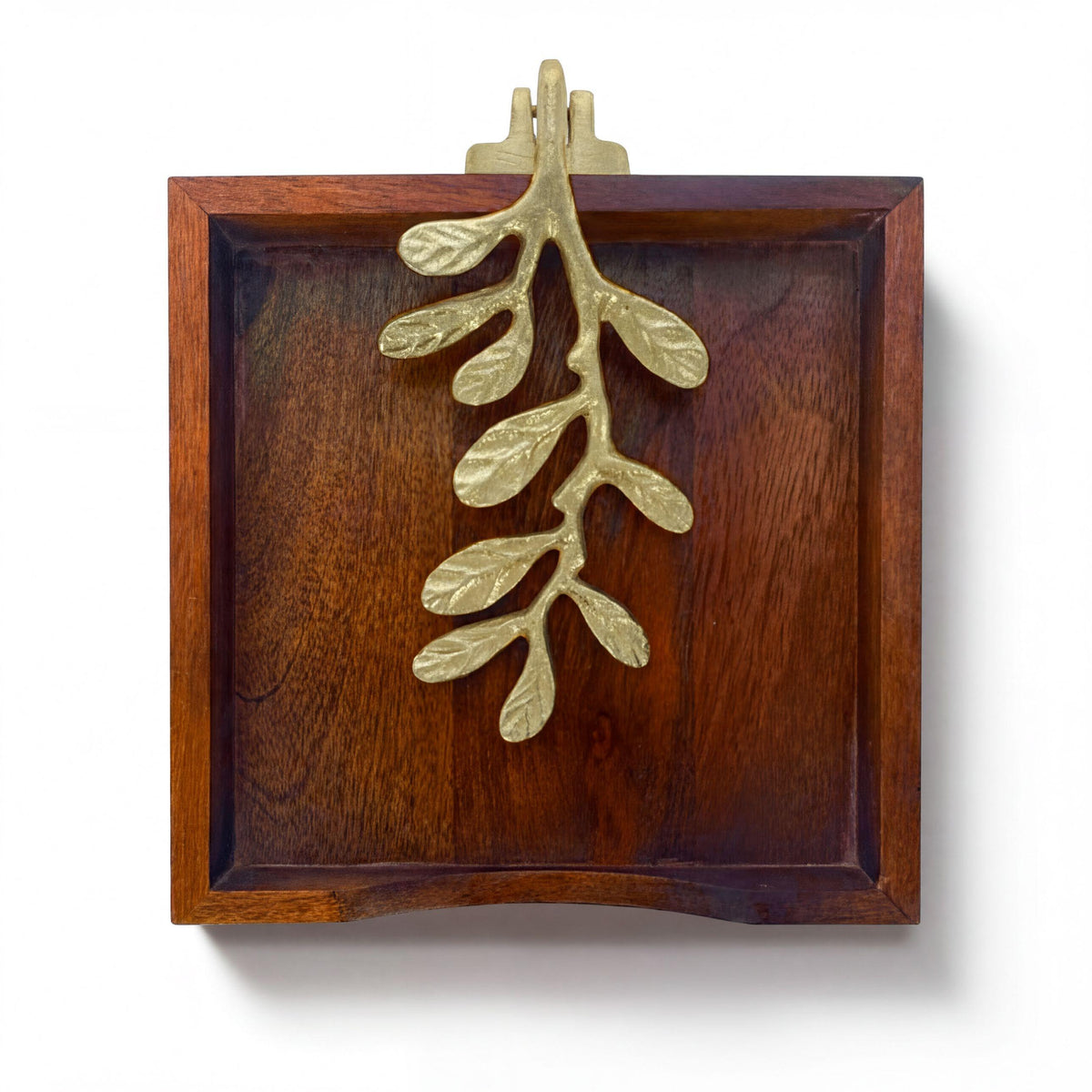 Wooden Napkin Holder – Gold, Weighted Metal Arm