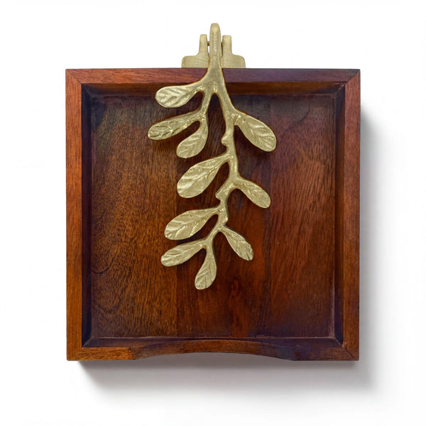 Wooden Napkin Holder – Gold, Weighted Metal Arm