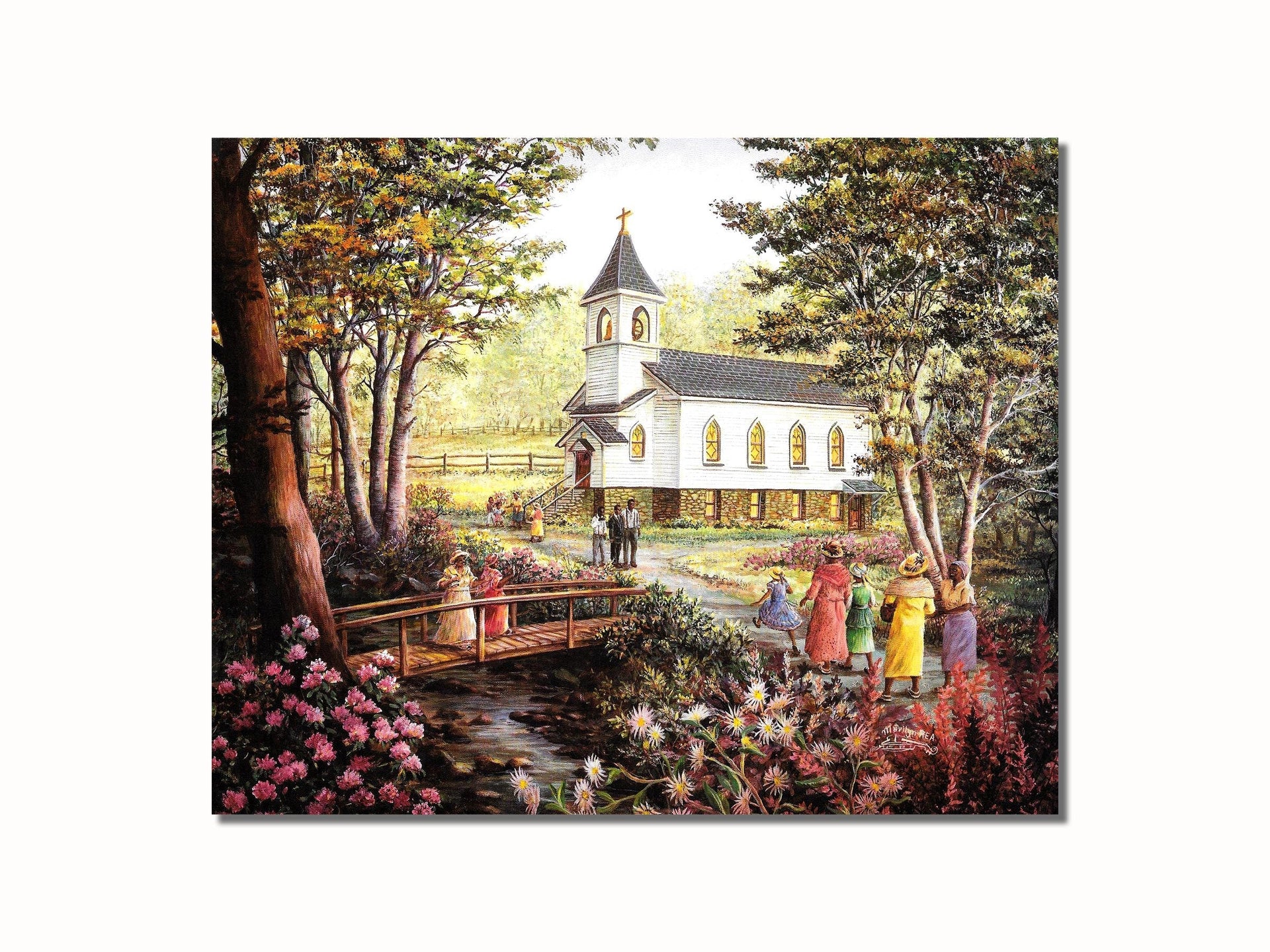 African American Art Print – Black Sunday Church Wall Art 8x10 Unframed Print