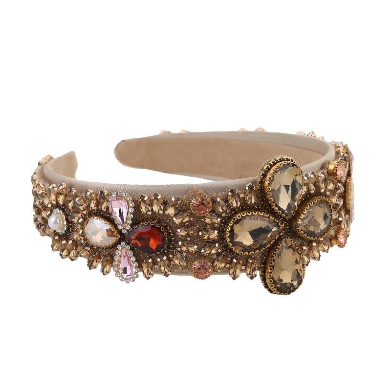 Fashionable retro wide edge sponge compression headband