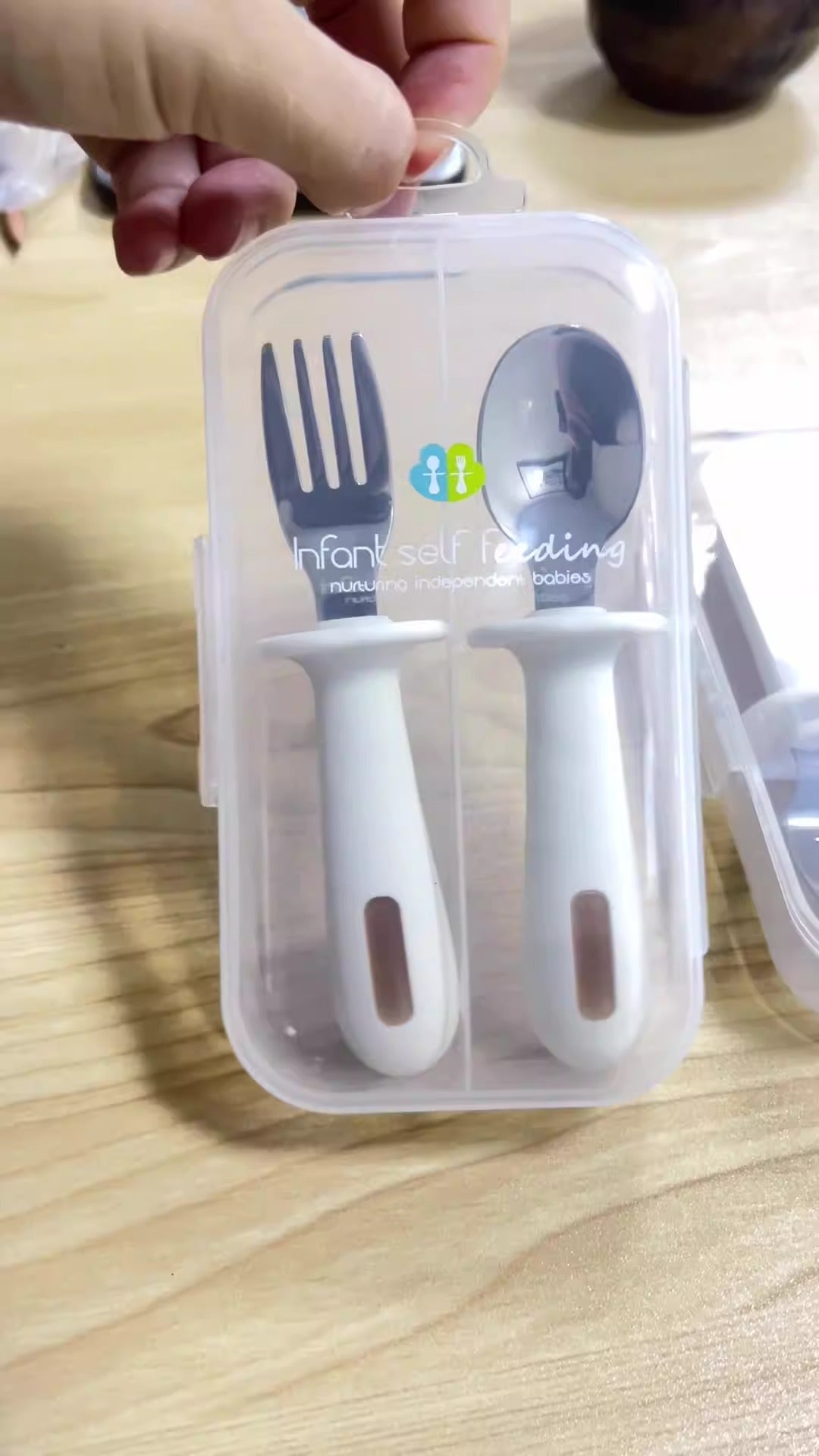 Adjustable color PPSU silicone fork and spoon set, children's stainless steel spoon and fork, baby training supplementary food tableware set of 2 pieces