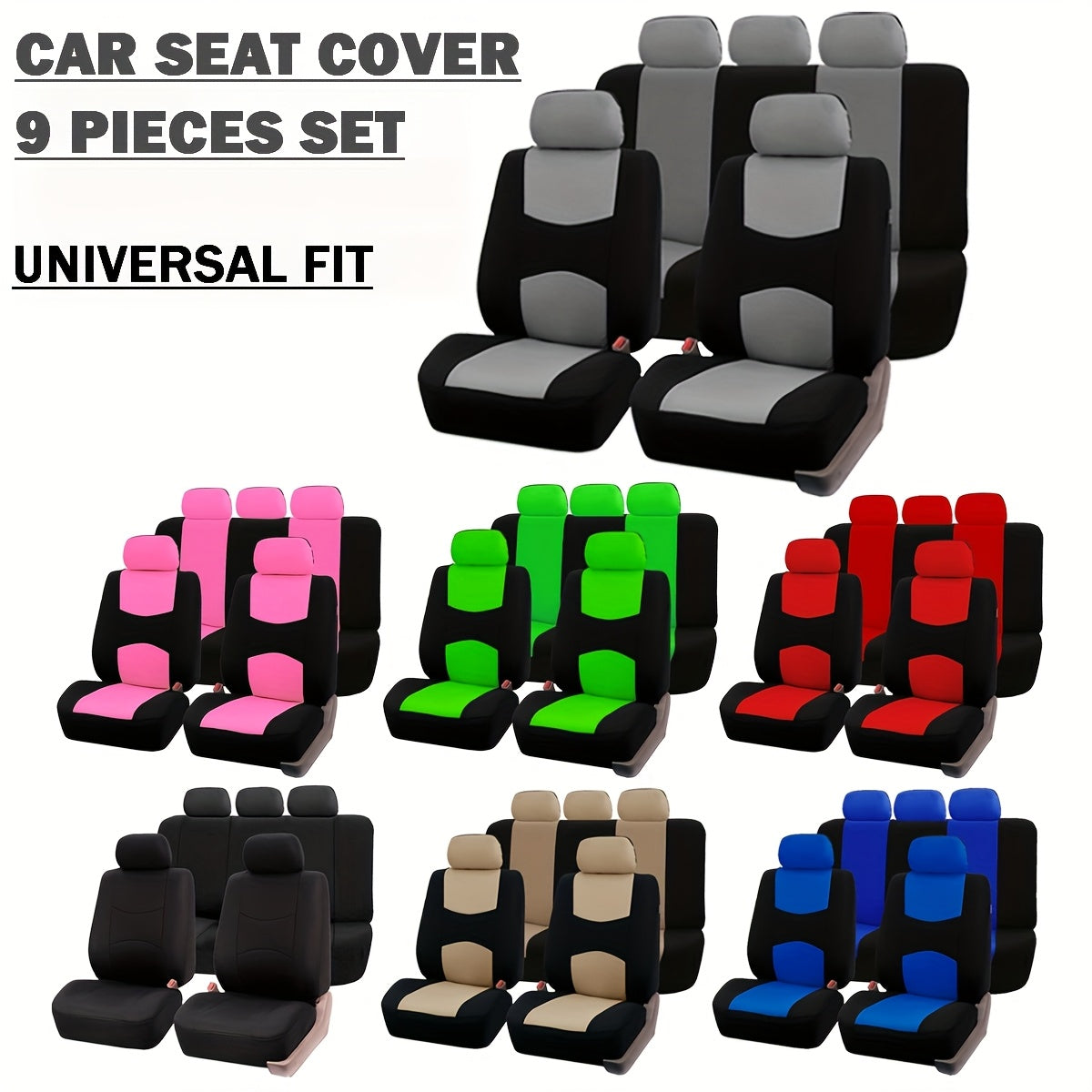 Polyester Universal Fit Car Seat Cover Full Set for 5 Seats Cars DSers Fulfillment