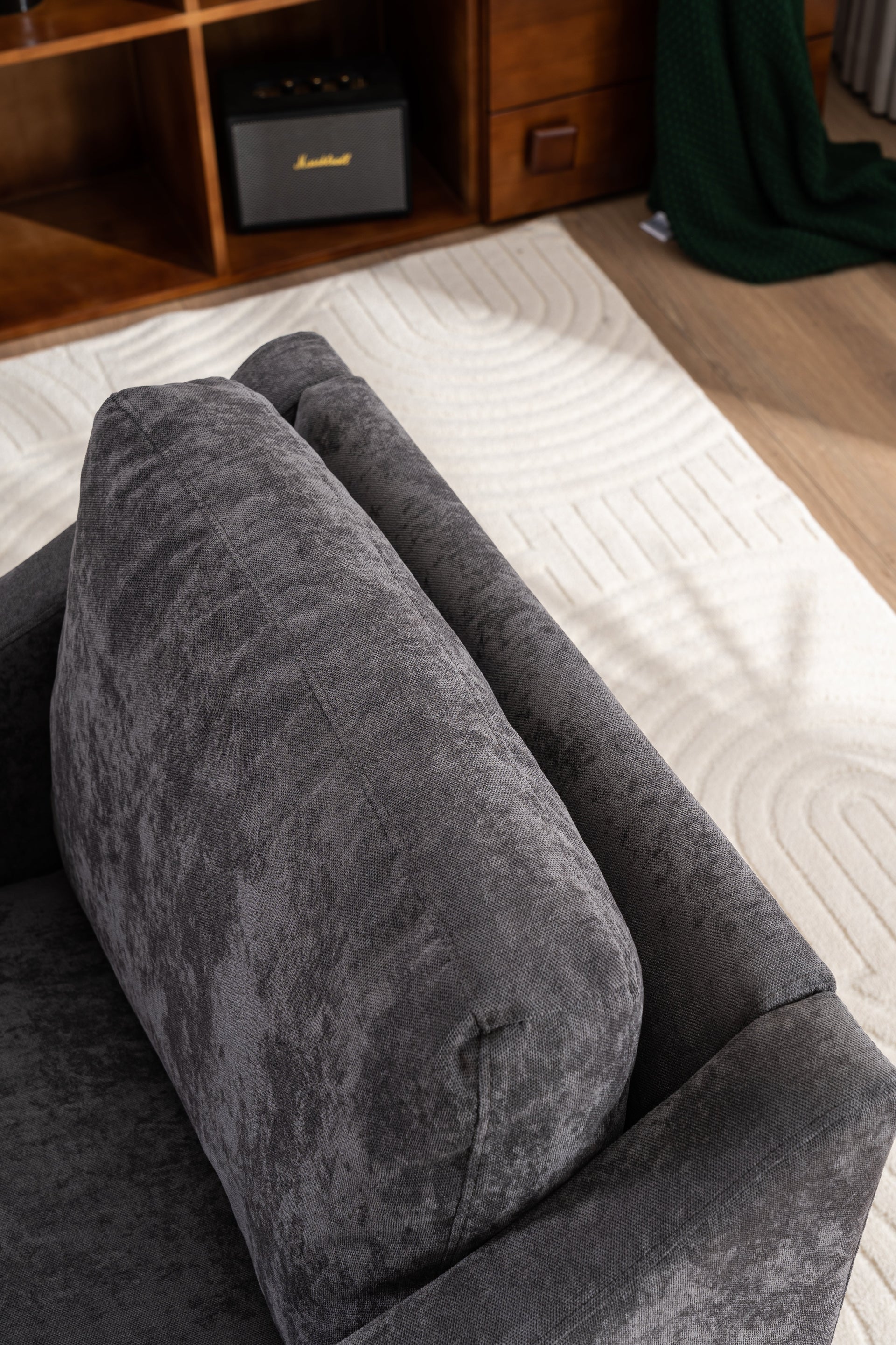 Large swivel chair, soft cushion armchair, modern chair, skin friendly gradient linen fabric, comfortable sitting gray