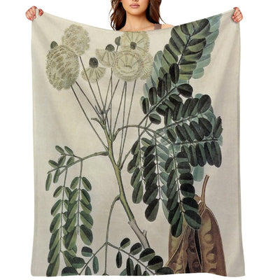 Acacia Vintage Botanical Print All-season Throw Blanket