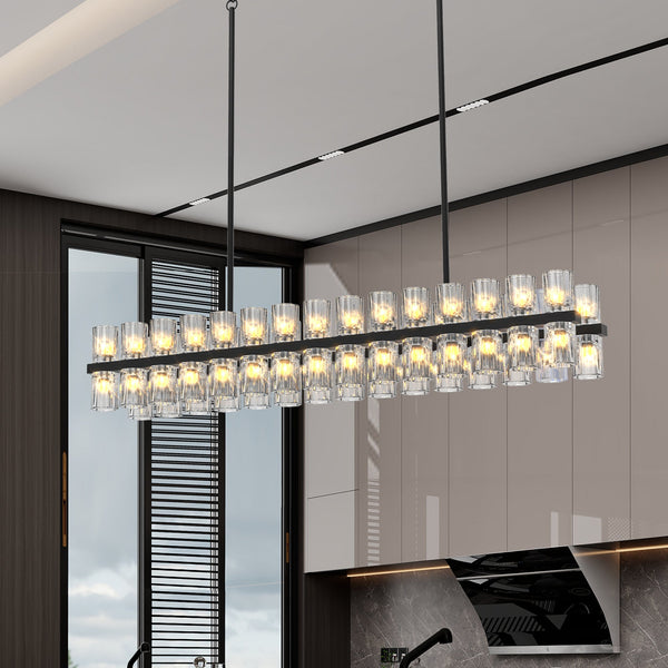 Modern Rectangular Crystal Luxury Chandelier for Dining Room & Living Room