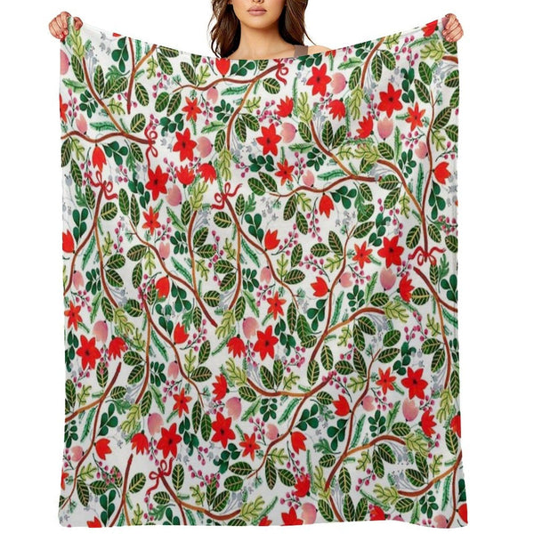 Christmas Floral Pattern Throw Blanket