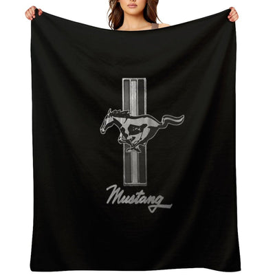 Silver Ford Mustang Vintage Anti-pilling Throw Blanket