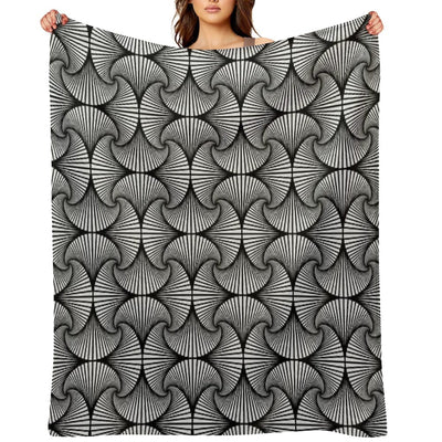 Pattern of Squares Black And White Farmhouse Travel-friendly Throw Blanket