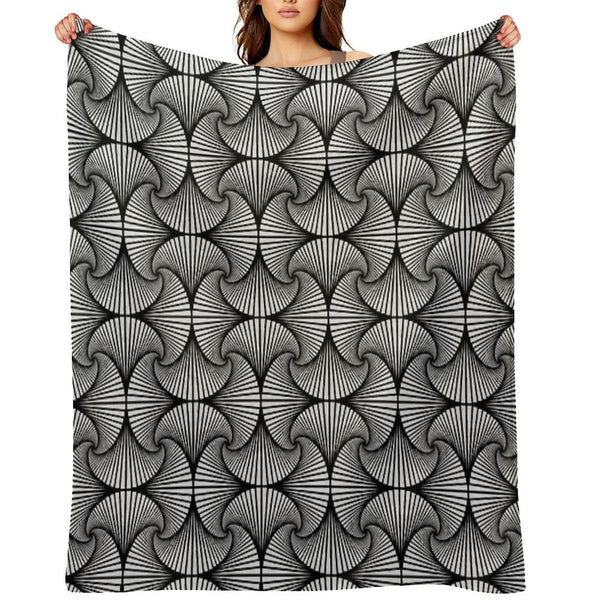 Pattern of Squares Black And White Farmhouse Travel-friendly Throw Blanket