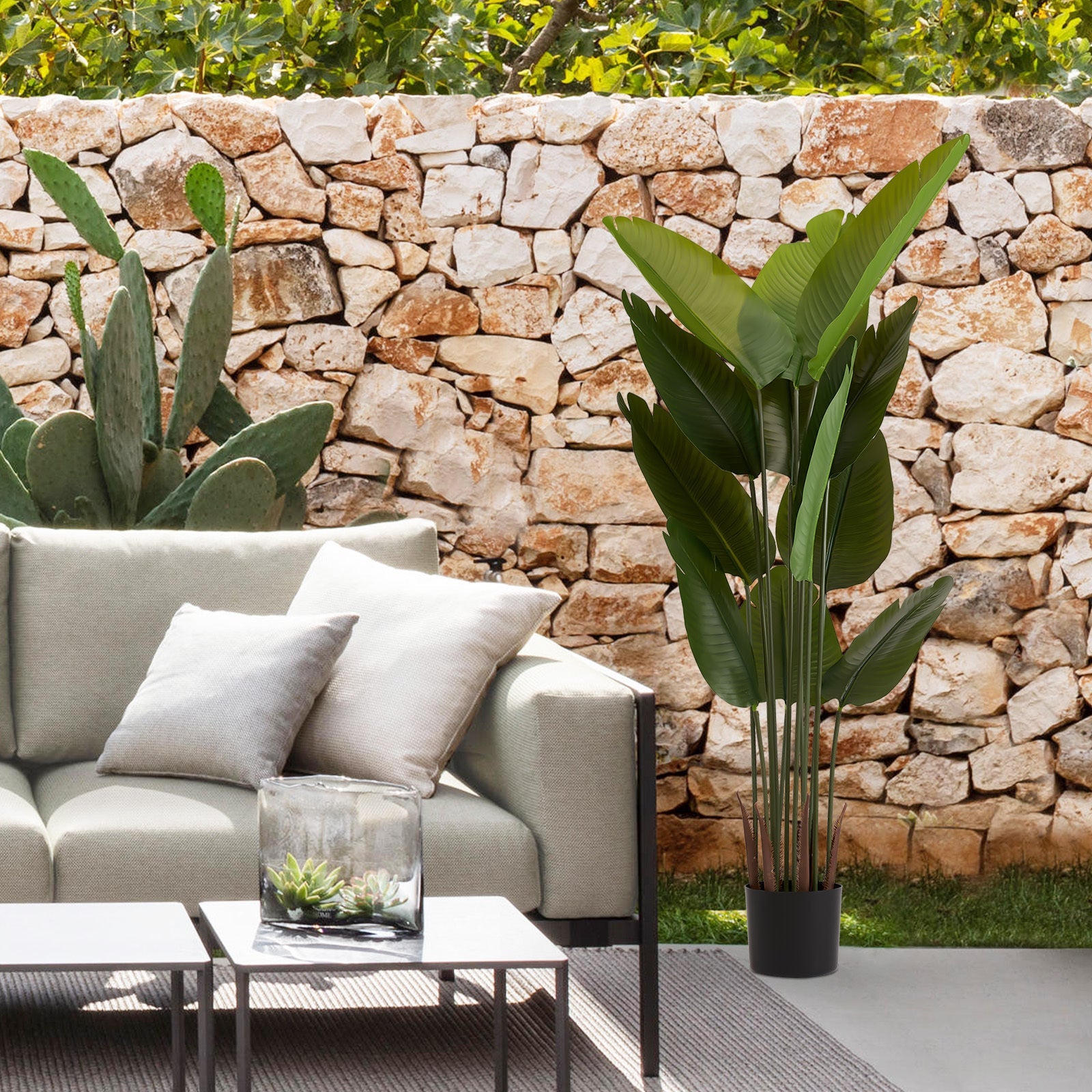 Artificial Bird of Paradise Plant 160cm Tall Faux Tropical Palm Tree Green Plastic Indoor Outdoor Decoration