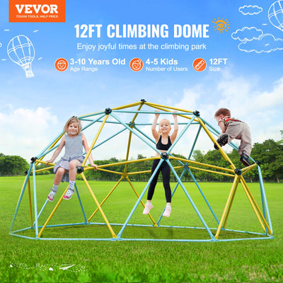 Climbing Dome,Jungle Gym Supports 750LBS And Easy Assembly, 12FT Geometric Dome Climber Play Center For Kids 3 To 10 Years Old, With Climbing Grip, Outdoor Backyard Play Equipment For Kids