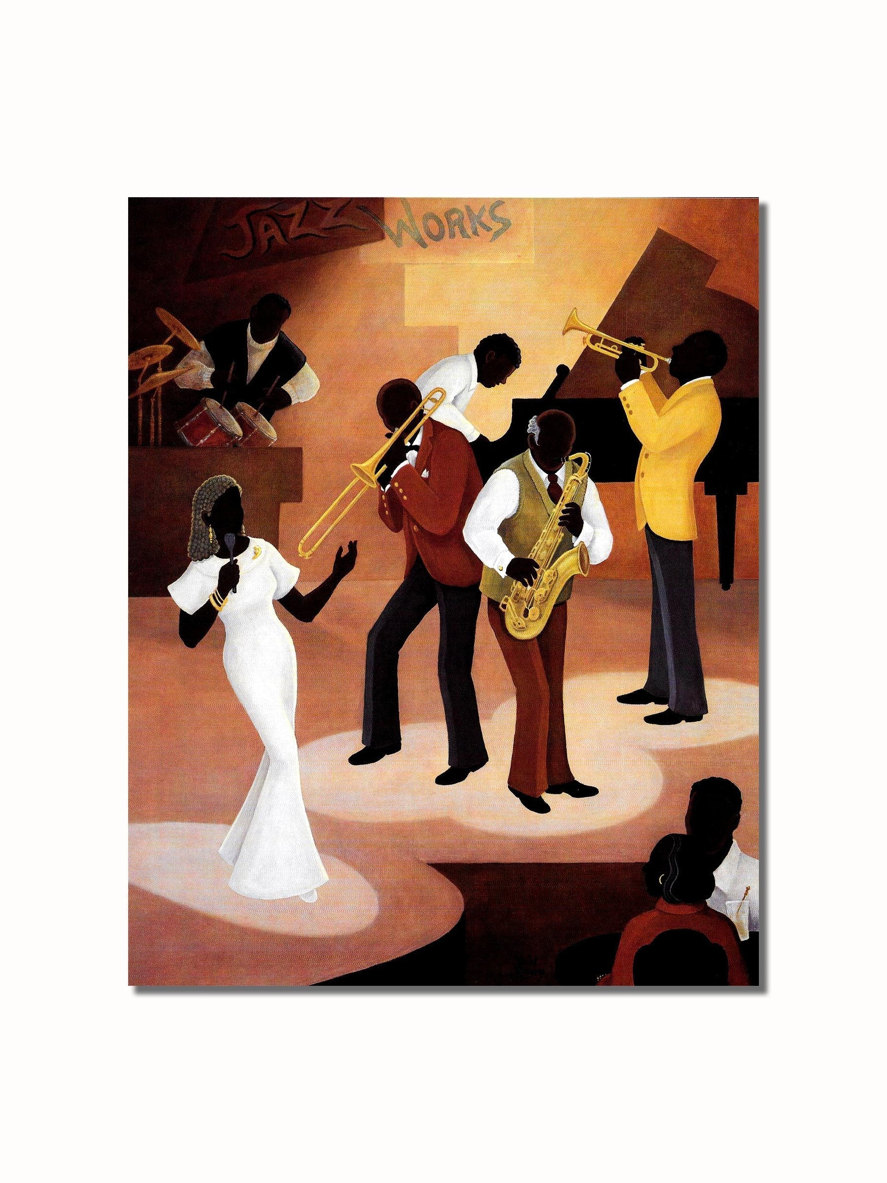 Black Jazz Art Print – African American 8x10 Unframed Jazz Wall Decor
