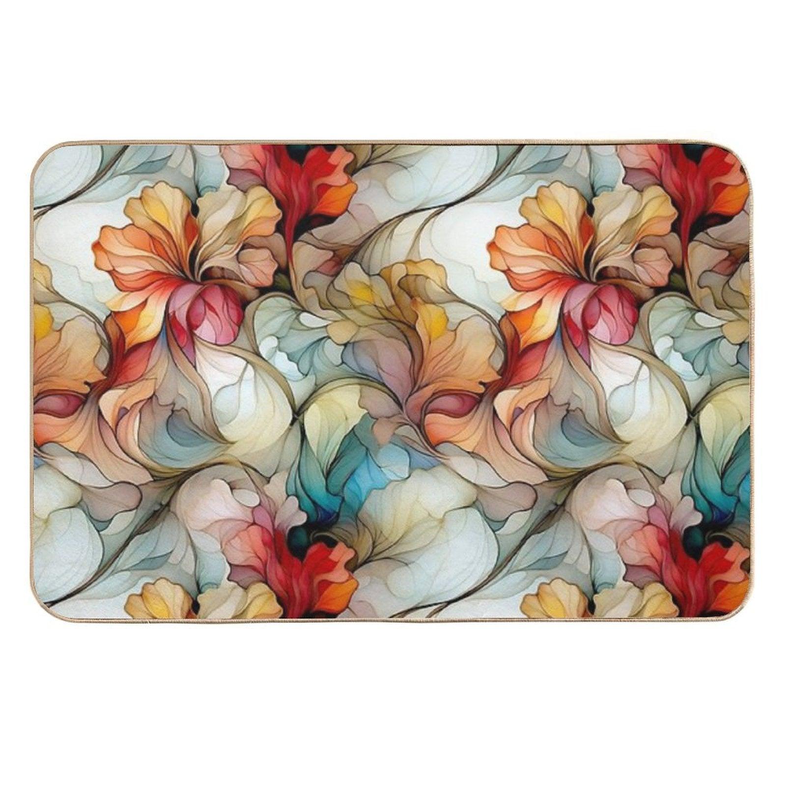 Elegant Floral Glass Effect Seamless Pattern Fire And Ice  Versatile Bath Mat