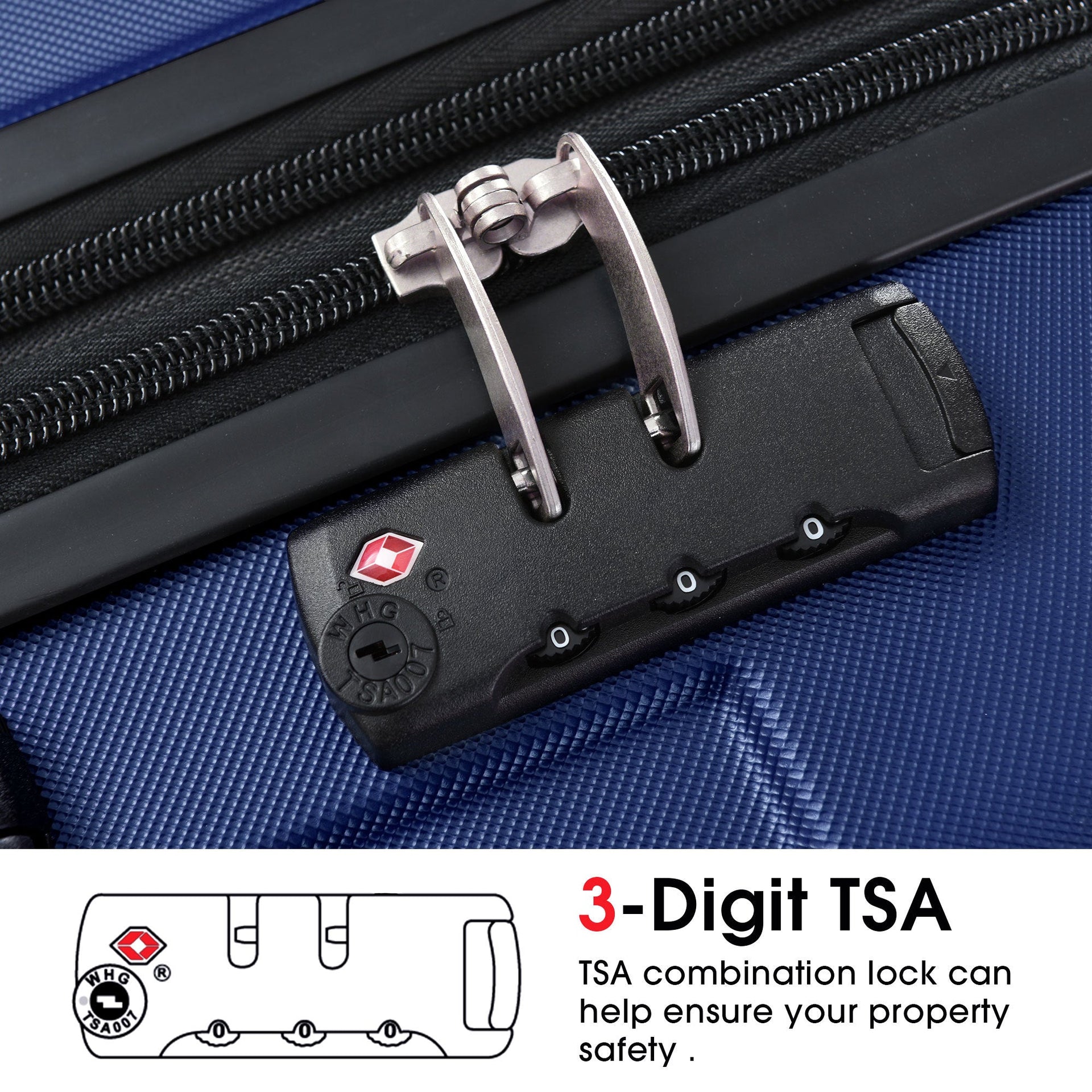 Luggage Sets 3 Piece, Expandable Hard shell ABS Suitcases with Double Spinner, Travel luggage Set with TSA Lock (20/24/28inch, Blue)
