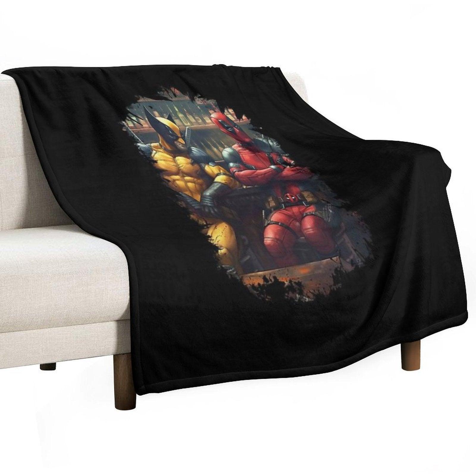 Two Superheroes Drinking in A Bar Throw Blanket