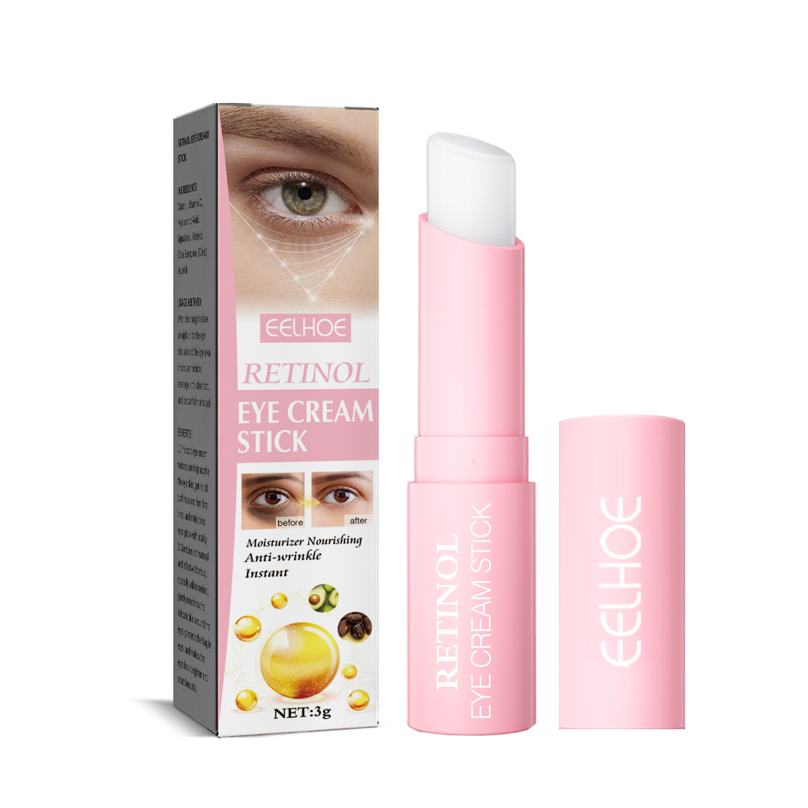 Retinol Eye Cream Stick, Moisturizes And Improves Fine Lines, Crow's Feet, Dark Circles And Tights The Eye Skin