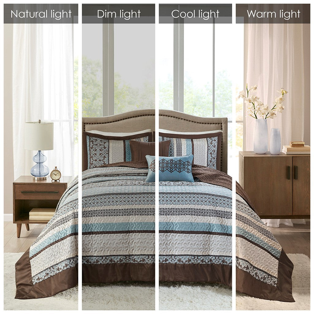 Princeton 5 Piece Reversible Jacquard Bedspread Set by Madison Park