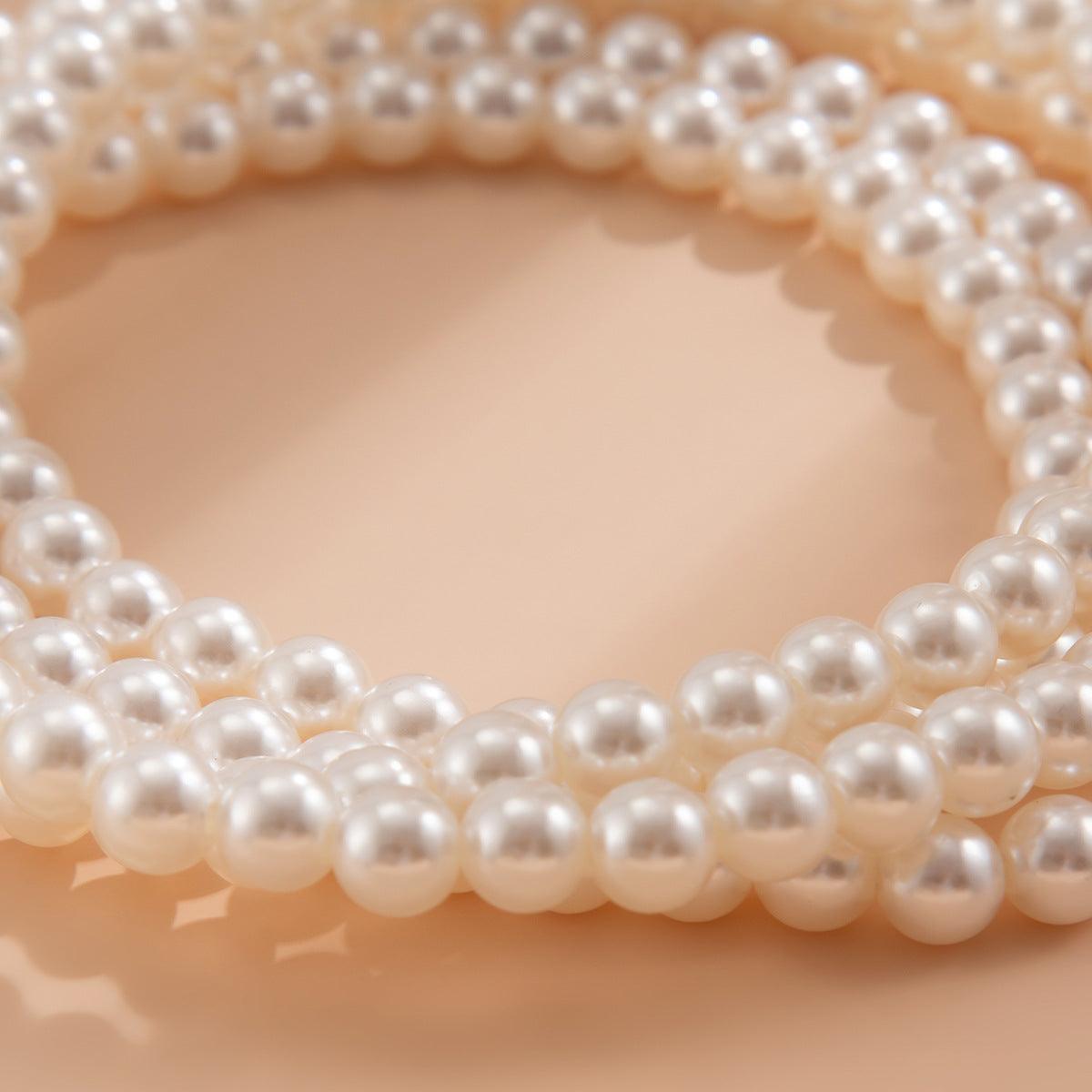 Light luxury style imitation pearl sexy chain ankle chain double-layer temperament bead ankle loop