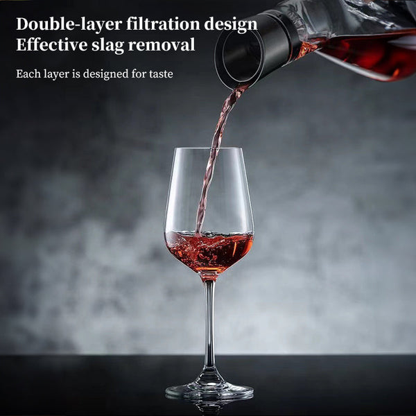 1500ML Hand - blown Crystal Wine Decanter with Built - in Aerator Pourer, ideal for red wine.