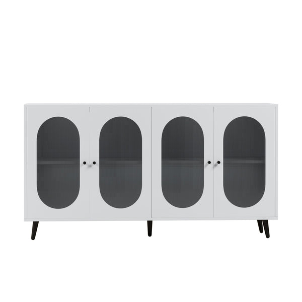 Modern Accent Sideboard Cabinet with Acrylic Doors, Freestanding Storage Cupboard Console Table for Kitchen Dining White