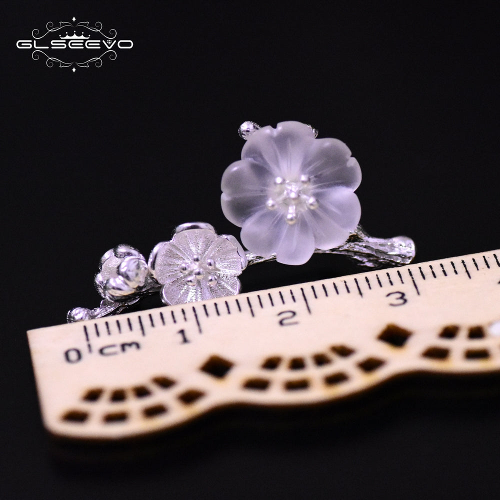 GLSEEVO 925 Sterling Silver Wedding Crystal Flower Brooch High Quality For Women Tree Brooches Mujer Handmade Jewelry