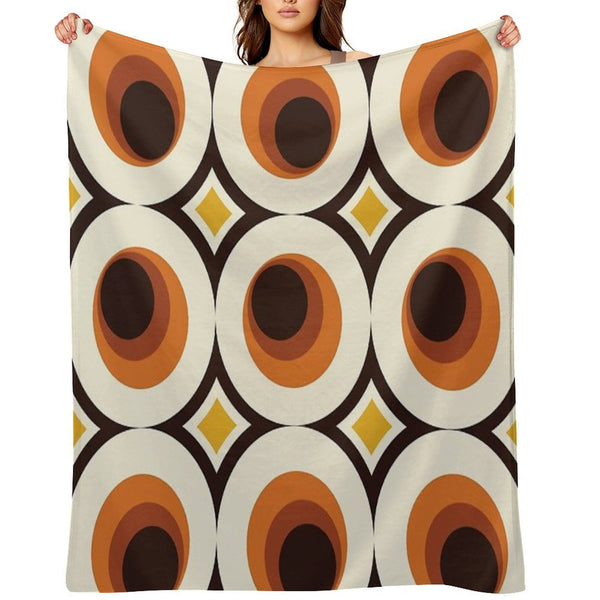 1970s Orange Mid-Century Modern Circle 1 Premium Throw Blanket