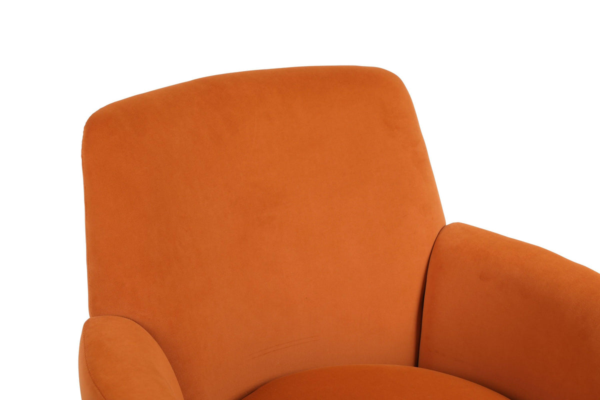 Orange Velvet Swivel Barrel Chair