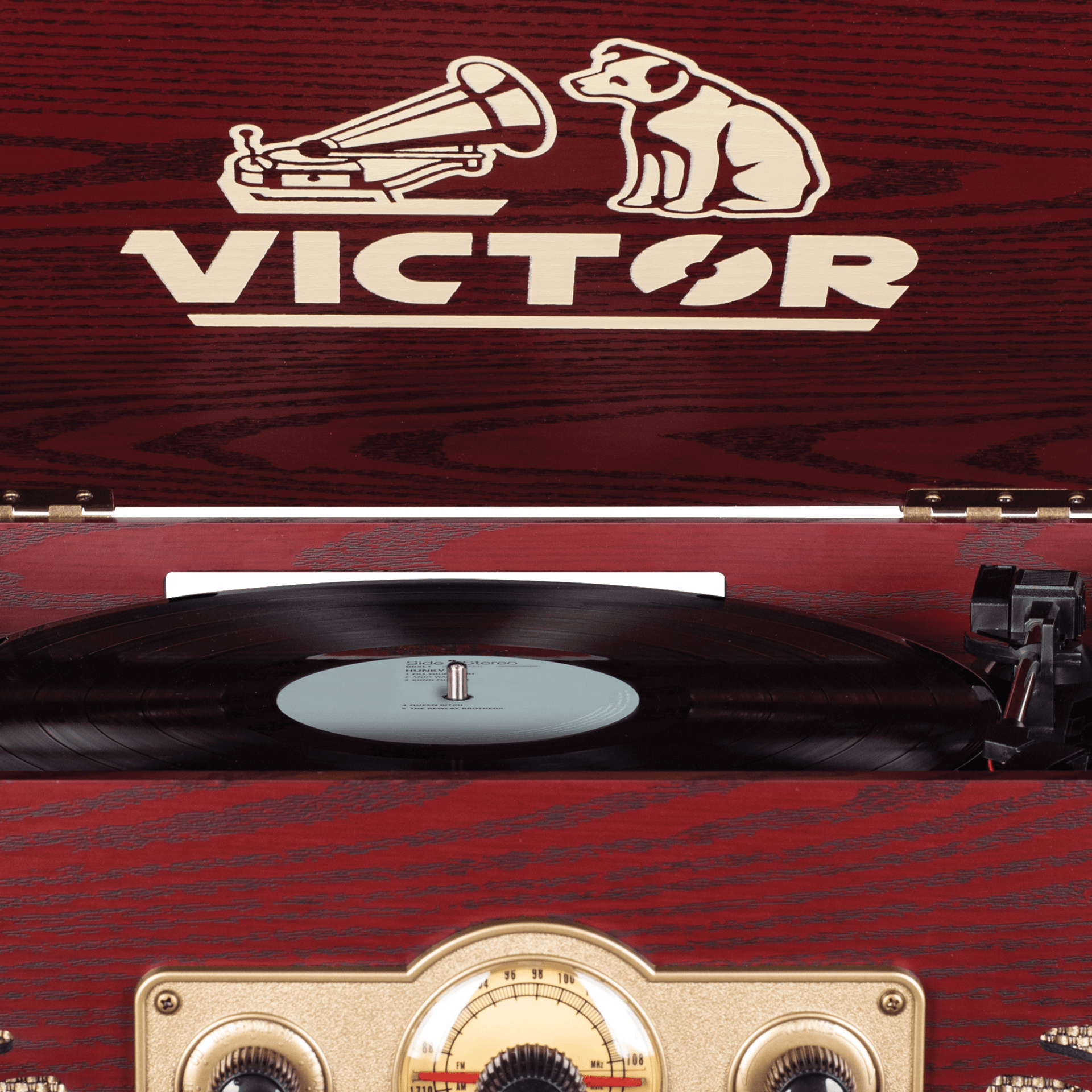 Victor Belmont 8-in-1 Wood Music Center Cherry - Refurbished