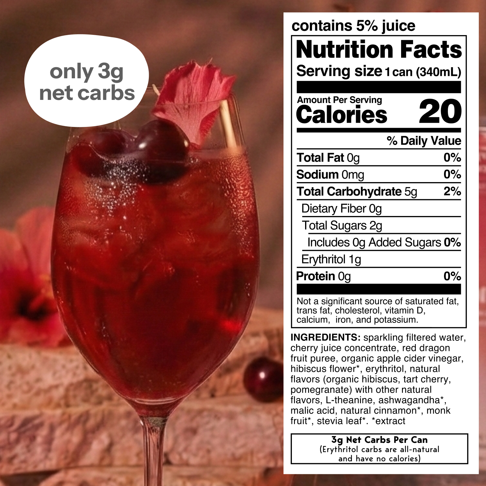 cherry hibiscus (sparkling mocktail | 12 pack)