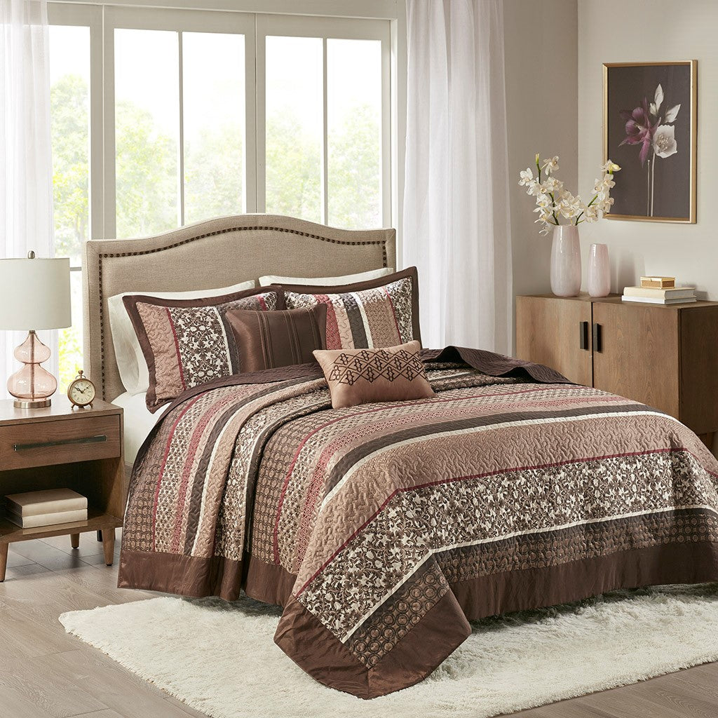 Princeton 5 Piece Reversible Jacquard Bedspread Set by Madison Park