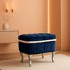 Blue 29.5 Inch Upholstered Storage Ottoman Cushion