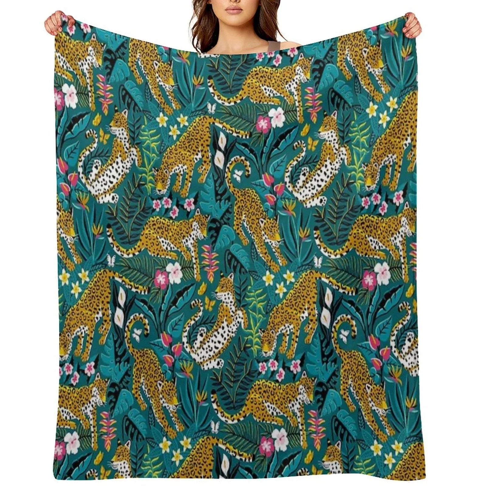 Dancing Jaguar Jungle Throw Blanket