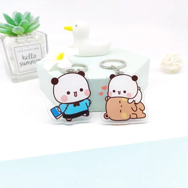 Cute cartoon Bubudu Giant Panda Pendant Keychain Car Key Acrylic Backpack Keychain Pendant